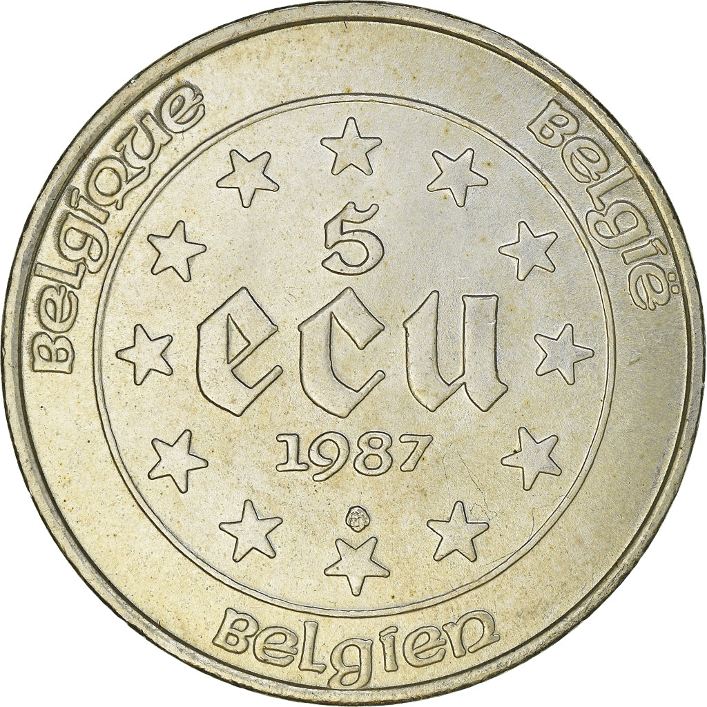 Coin, Belgium, 5 Ecu, 1988, AU(55-58), Silver, KM:166