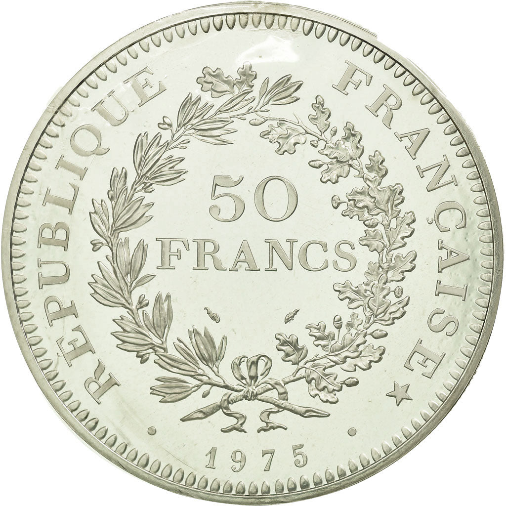 France, 50 Francs, Hercule, 1975, Monnaie de Paris, BE, Piéfort, Argent