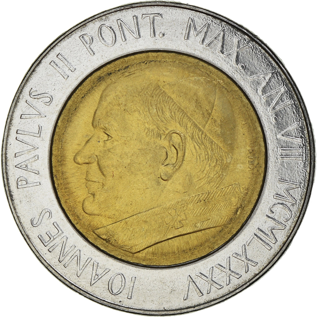 Coin, VATICAN CITY, John Paul II, 500 Lire, 1985, Roma, MS(65-70), Bi-Metallic