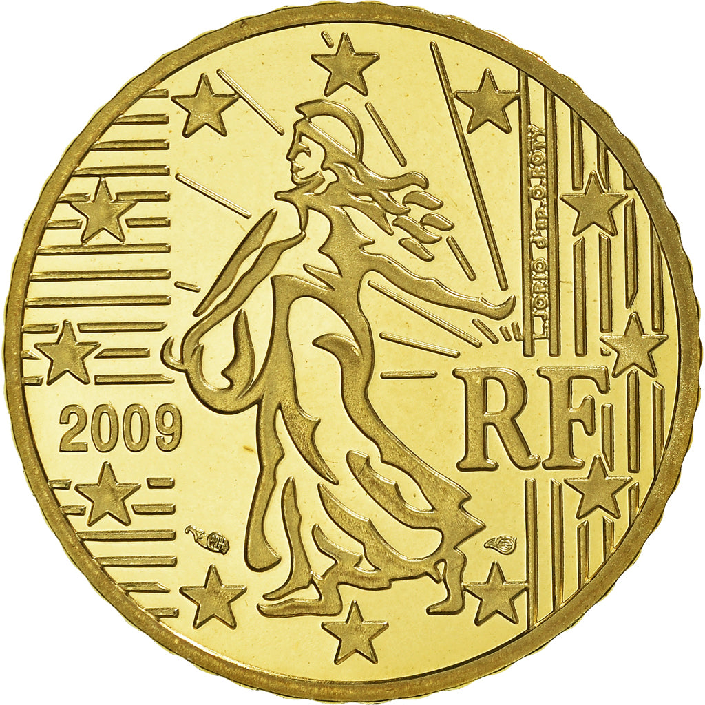 France, 50 Euro Cent, 2009, Paris, BE, MS(65-70), Brass, KM:1412