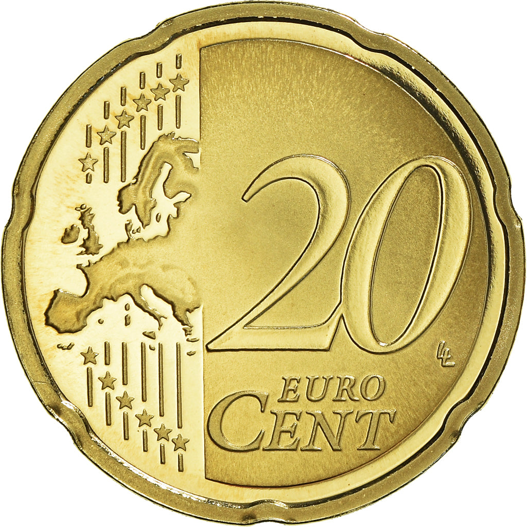 France, 20 Euro Cent, 2009, Paris, Proof, MS(65-70), Brass, KM:1411