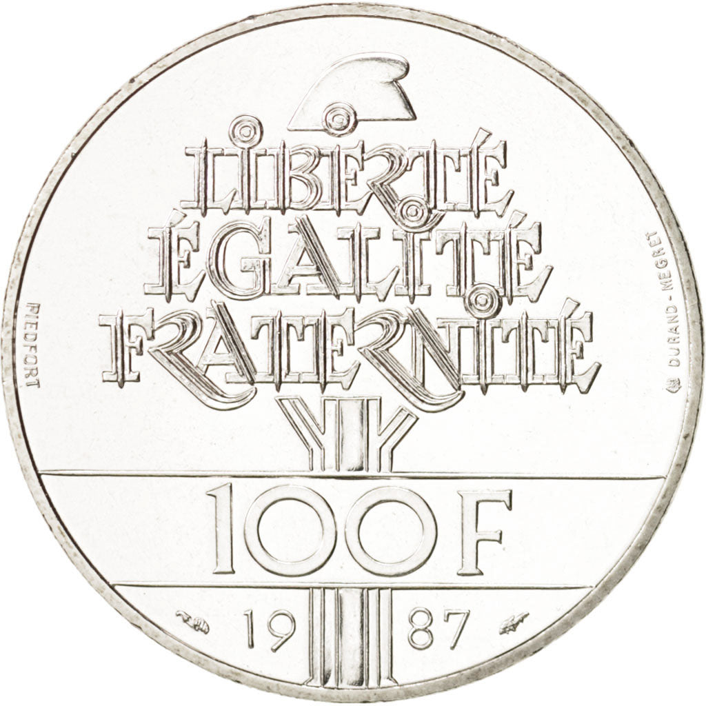 France, 100 Francs, 1987, MS(63), Silver, KM:P991a, Gadoury:236.P1