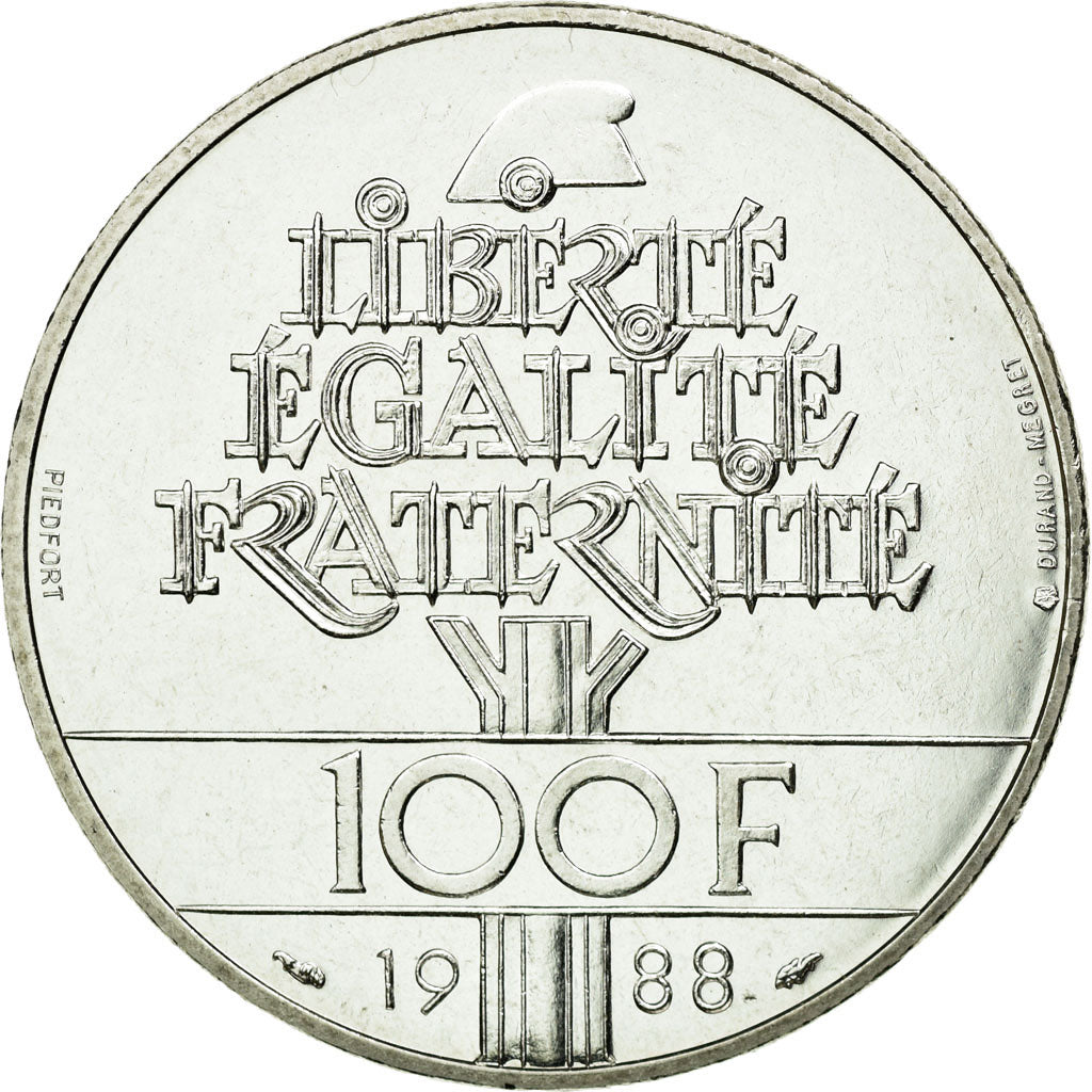 Münze, Frankreich, 100 Francs, 1988, VZ+, Silber, KM:P999, Gadoury:237.P1