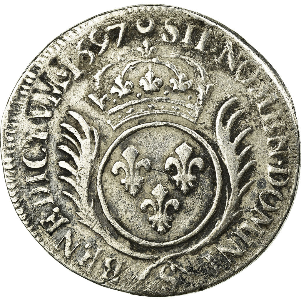 Münze, Frankreich, Louis XIV, 1/2 Écu aux palmes, 1/2 Ecu, 1697, Troyes, S