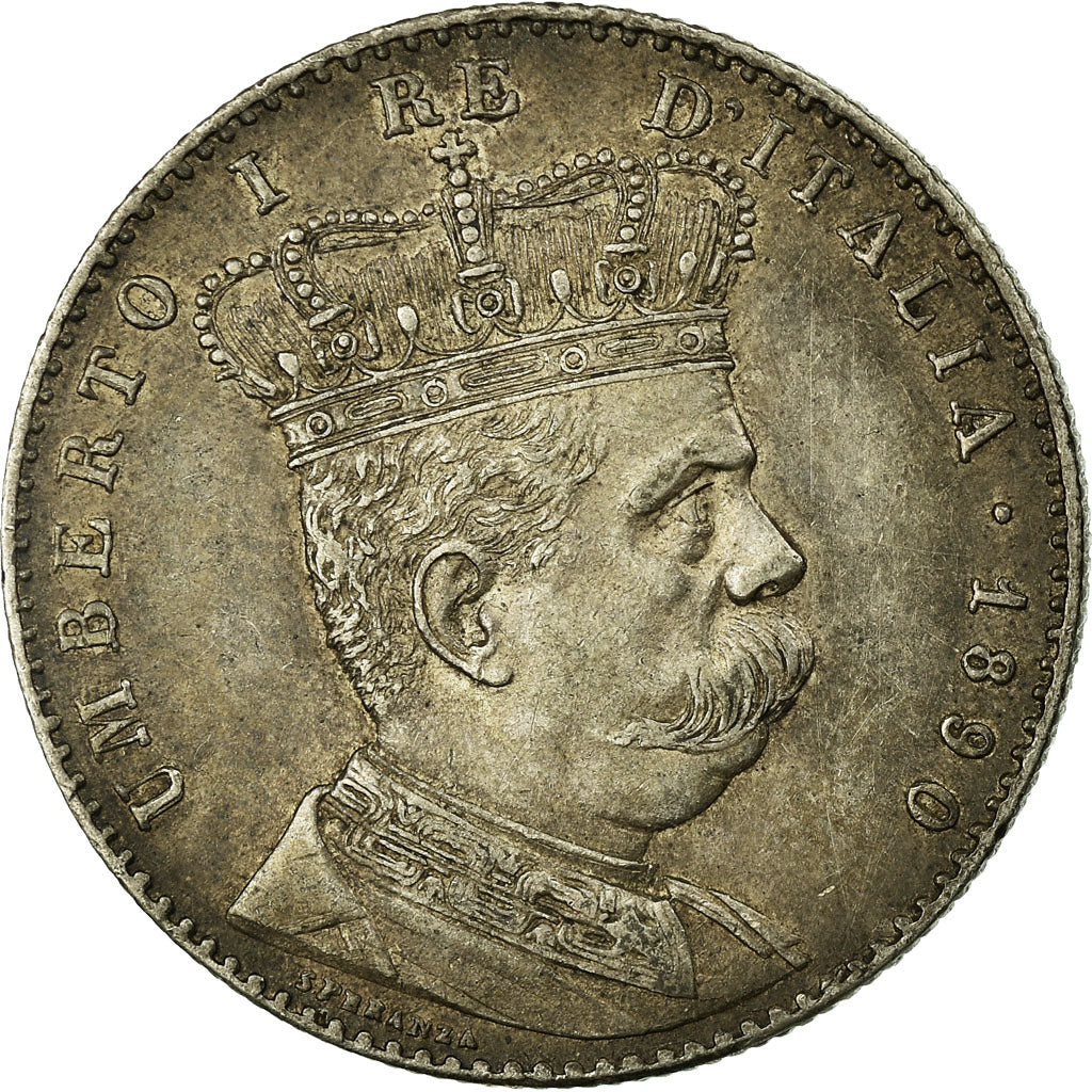 Coin, Eritrea, Umberto I, 2 Lire, 1890, Roma, AU(50-53), Silver, KM:3