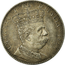 Munten, Eritrea, Umberto I, 2 Lire, 1890, Roma, ZF+, Zilver, KM:3