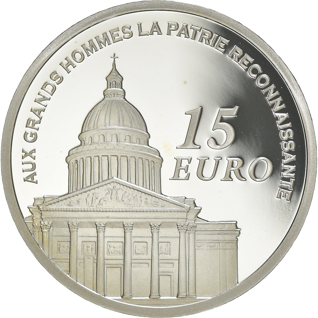 France, 15 Euro, Le Panthéon, 2007, Paris, BE, MS(65-70), Silver, KM:A1450