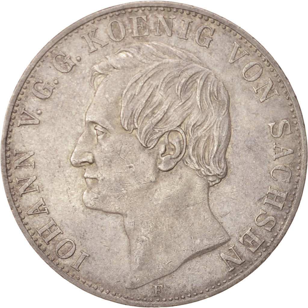German States, SAXONY-ALBERTINE, Johann, 2 Thaler, 3-1/2 Gulden, 1857, Dresden