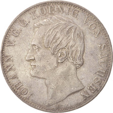 German States, SAXONY-ALBERTINE, Johann, 2 Thaler, 3-1/2 Gulden, 1857, Dresden