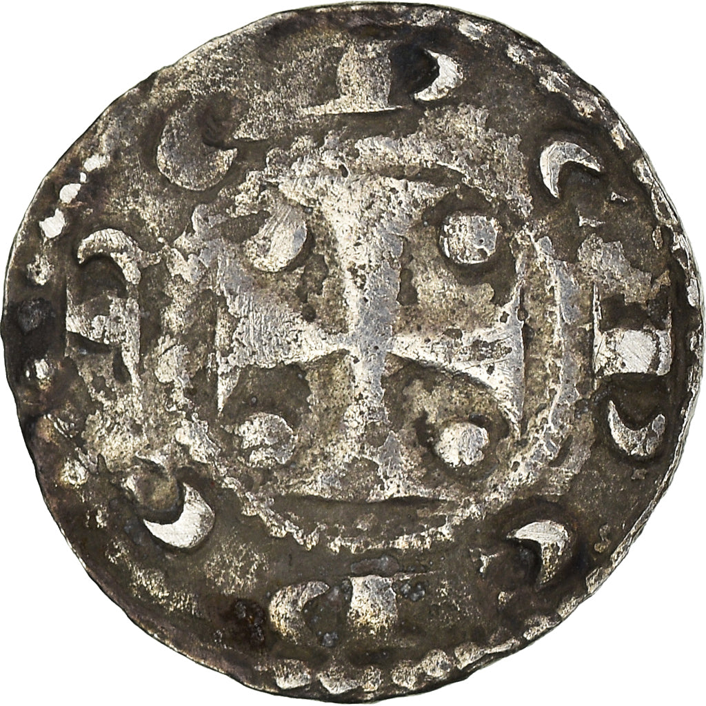 Moneta, Francia, Philippe d'Alsace, Denarius, Termonde, BB, Argento
