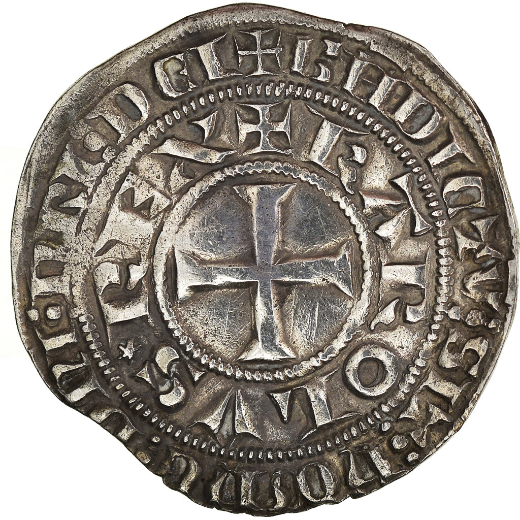 Coin, France, Charles IV, Maille Blanche, AU(50-53), Silver, Duplessy:243