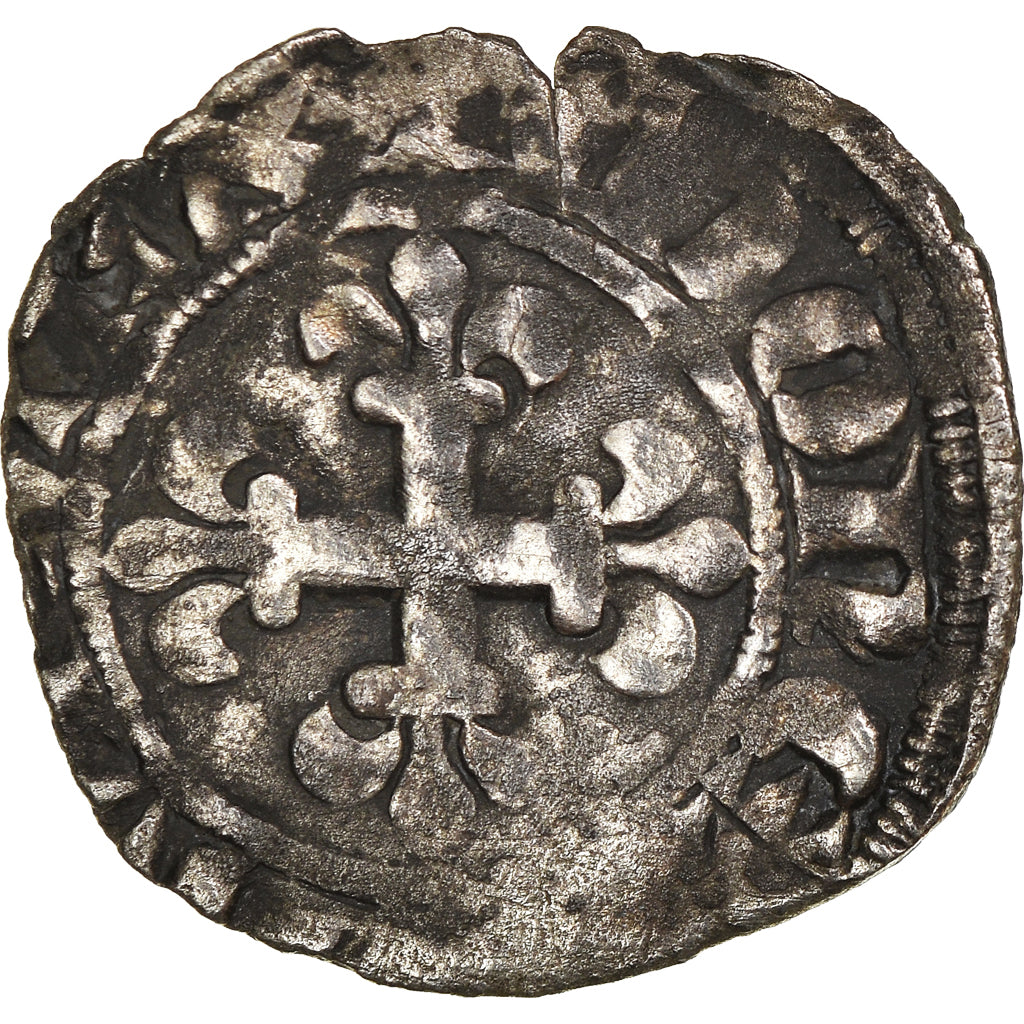 Coin, France, Charles IV, Double Parisis, VF(20-25), Billon, Duplessy:244