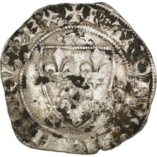 Coin, France, Charles VI, Blanc Guénar, Tournai, VF(20-25), Billon
