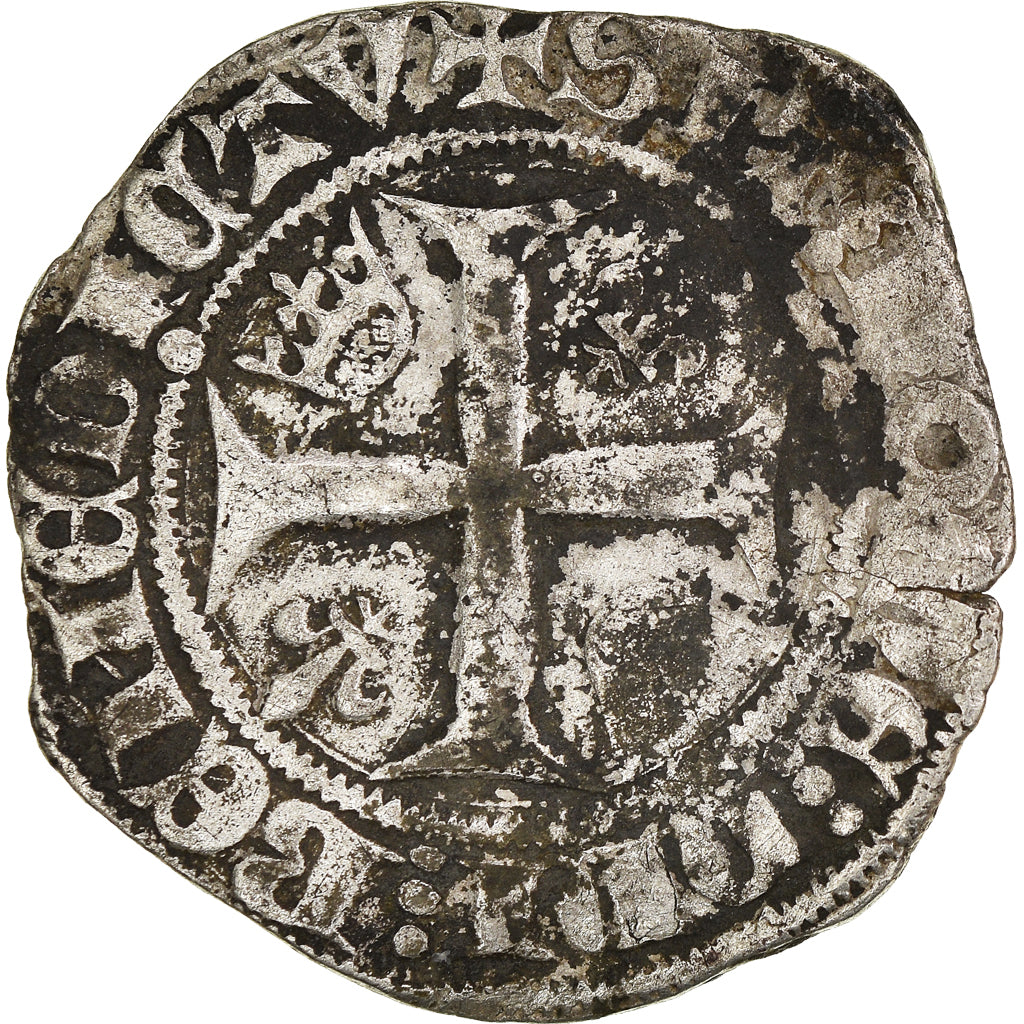 Coin, France, Charles VI, Blanc Guénar, Tournai, VF(20-25), Billon