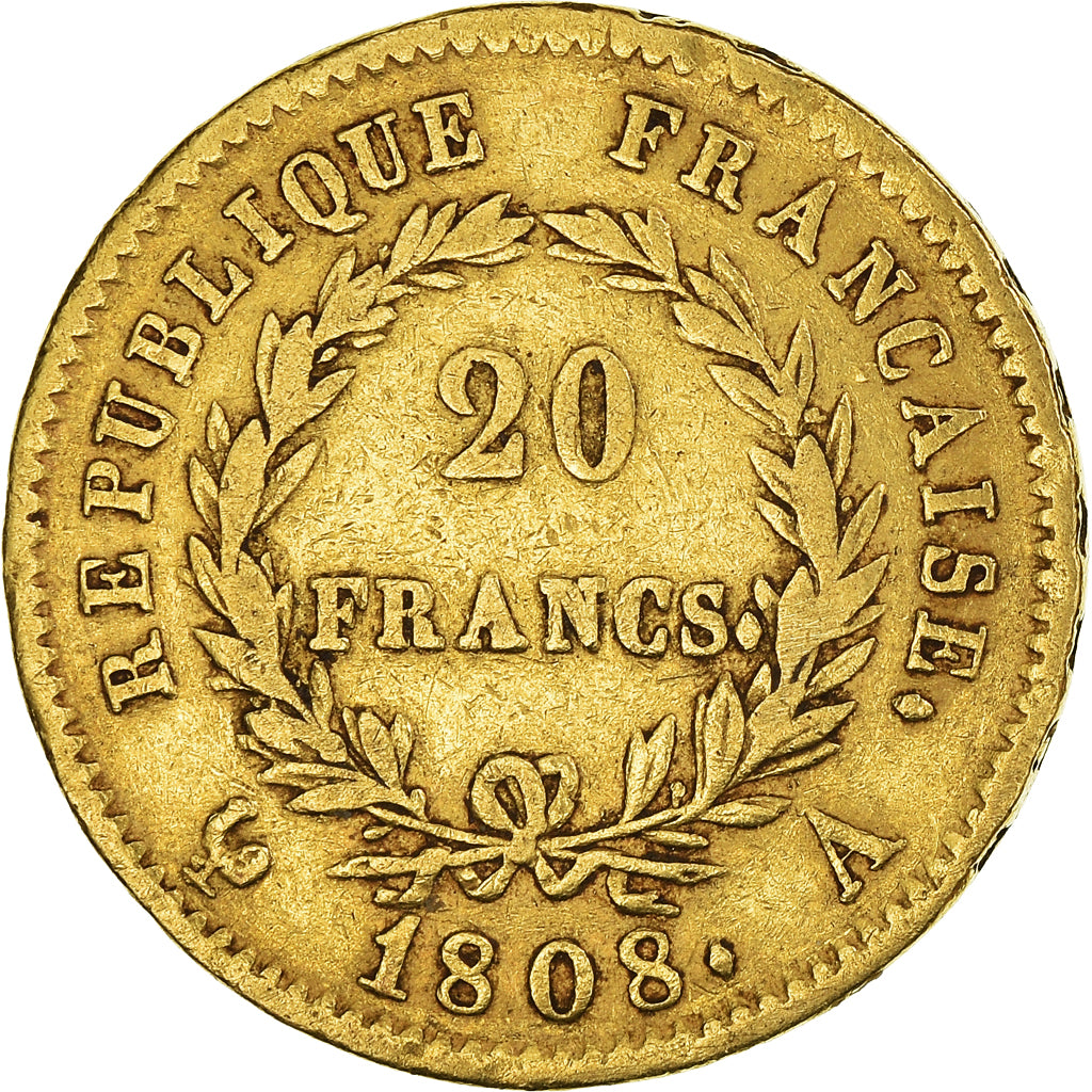 Münze, Frankreich, Napoléon I, 20 Francs, 1808, Paris, SS, Gold, KM:687.1