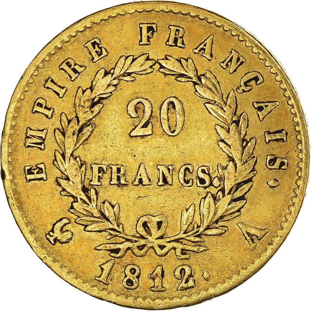 Moneda, Francia, Napoléon I, 20 Francs, 1812, Paris, MBC, Oro, KM:695.1