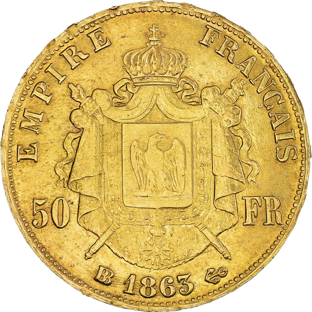 Monnaie, France, Napoleon III, 50 Francs, 1863, Strasbourg, TTB, Or