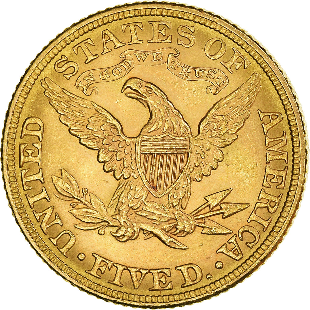 Coin, United States, Coronet Head, $5, Half Eagle, 1882, U.S. Mint