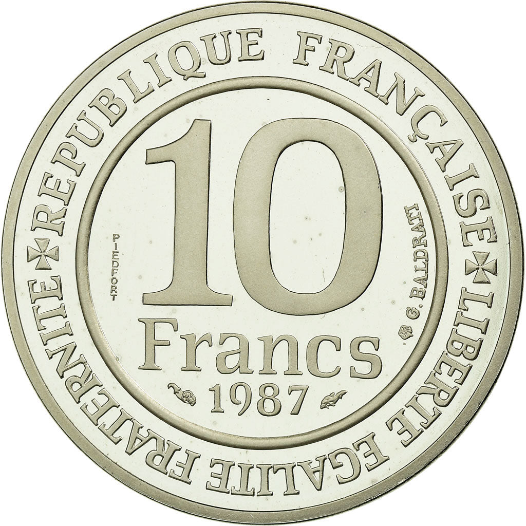 Coin, France, 10 Francs, 1987, MS(65-70), Silver, KM:P985, Gadoury:192.P1