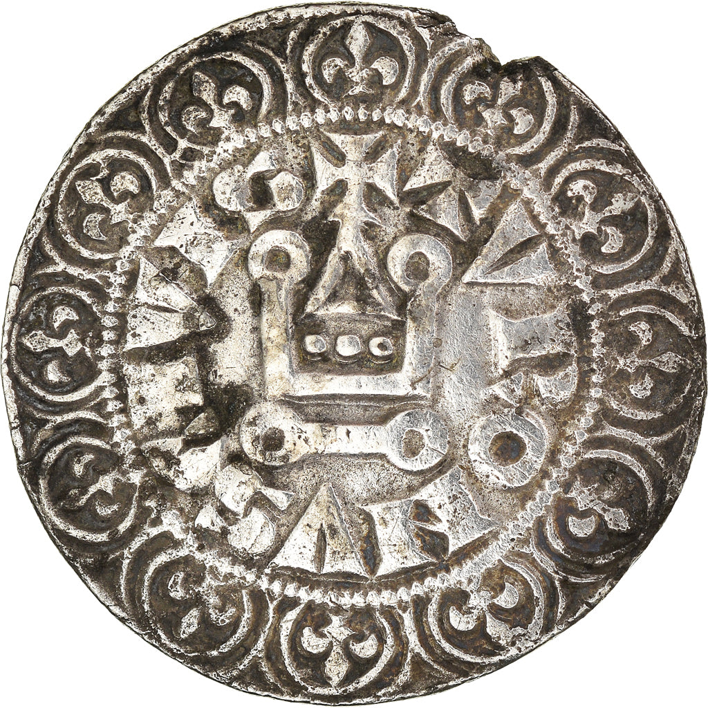 Moeda, França, Philippe IV le Bel, Gros Tournois à l'O rond, VF(30-35), Prata