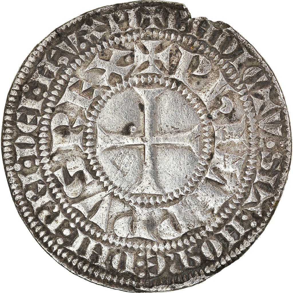 Moeda, França, Philippe IV le Bel, Gros Tournois à l'O rond, VF(30-35), Prata