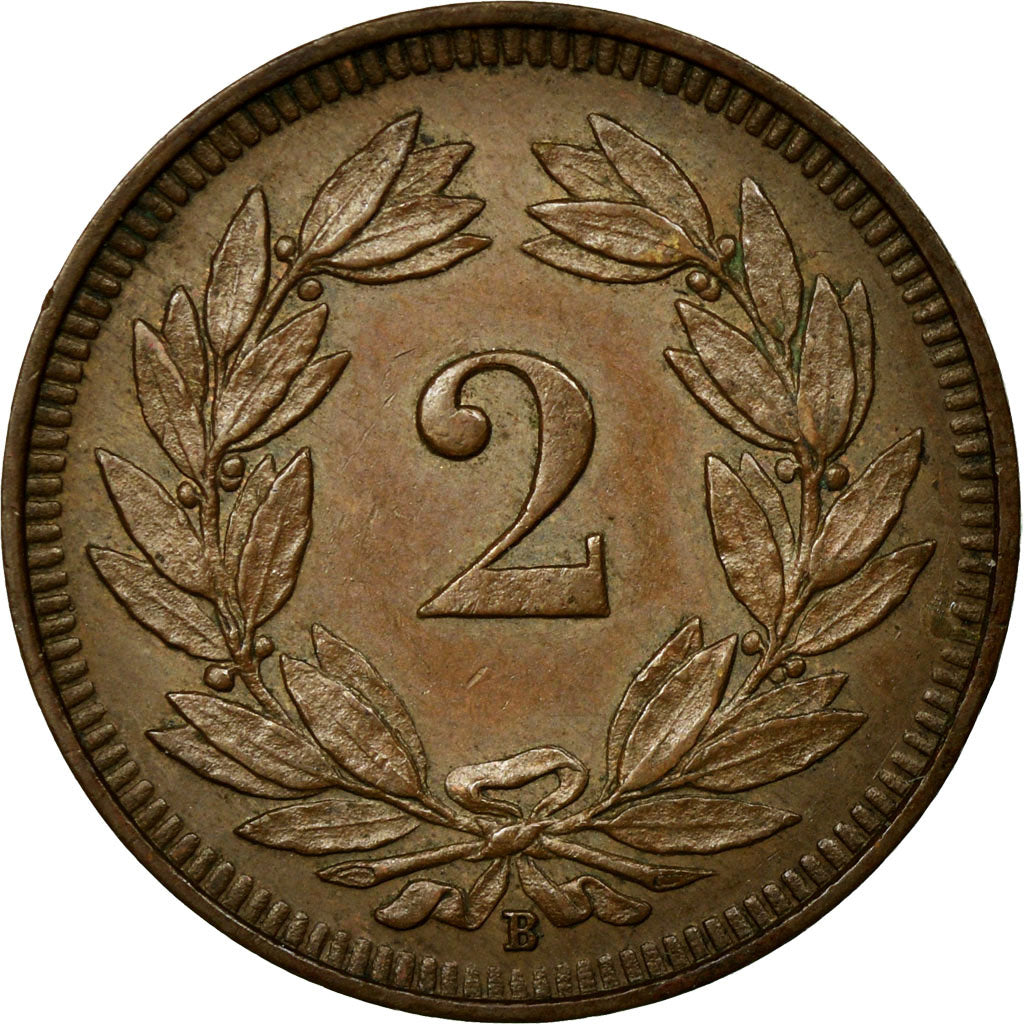 Coin, Switzerland, 2 Rappen, 1914, Bern, AU(50-53), Bronze, KM:4.2