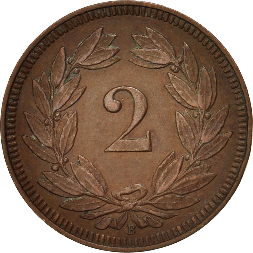 Switzerland, 2 Rappen, 1912, Bern, AU(50-53), Bronze, KM:4.2