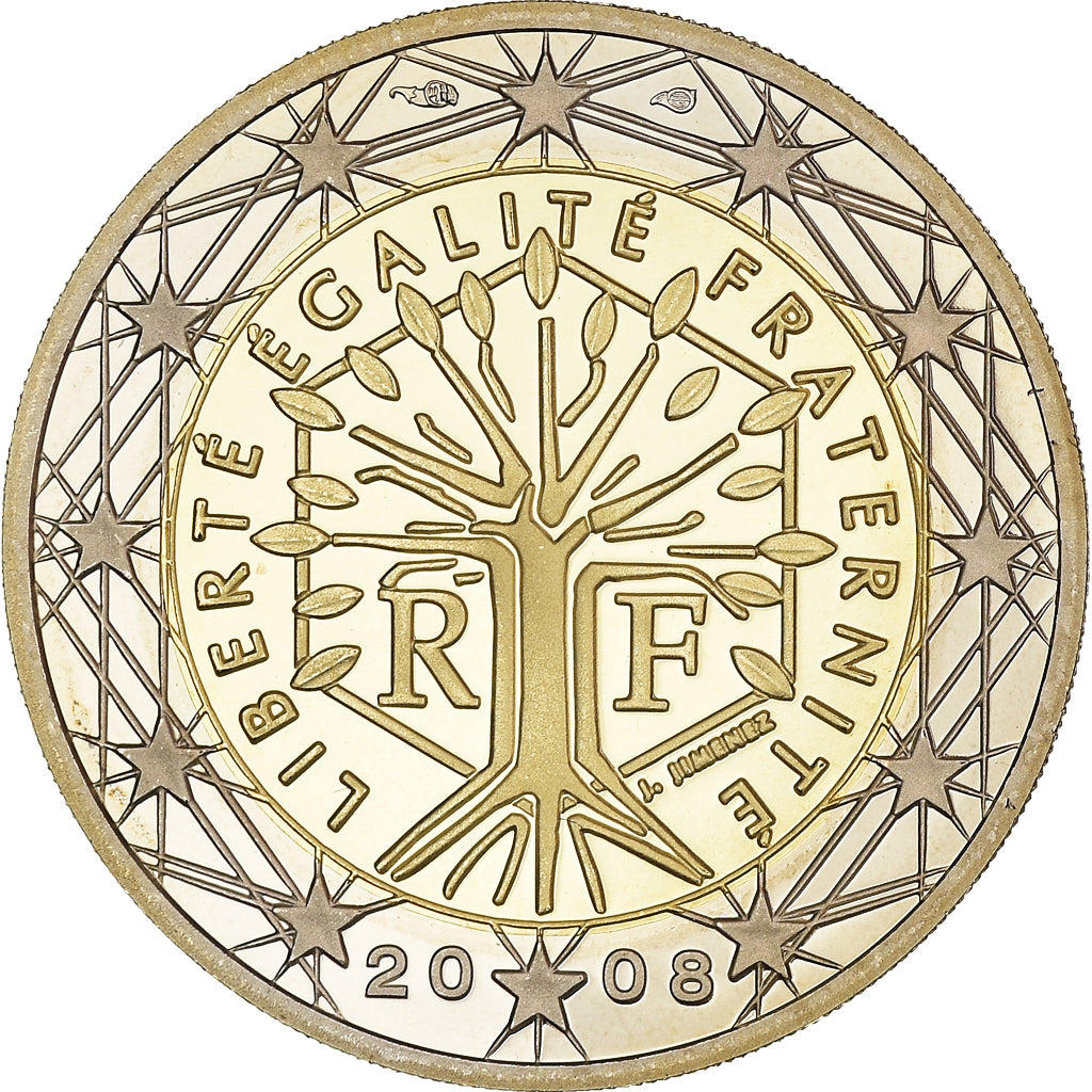 France, 2 Euro, 2008, Paris, BE, MS(65-70), Bi-Metallic, KM:1414