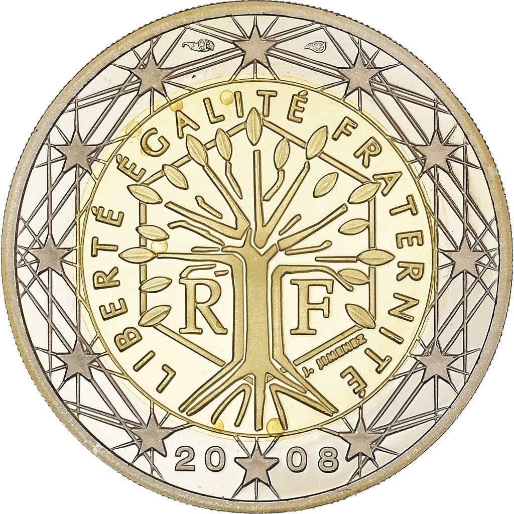 France, 2 Euro, 2008, Paris, BE, MS(65-70), Bi-Metallic, KM:1414