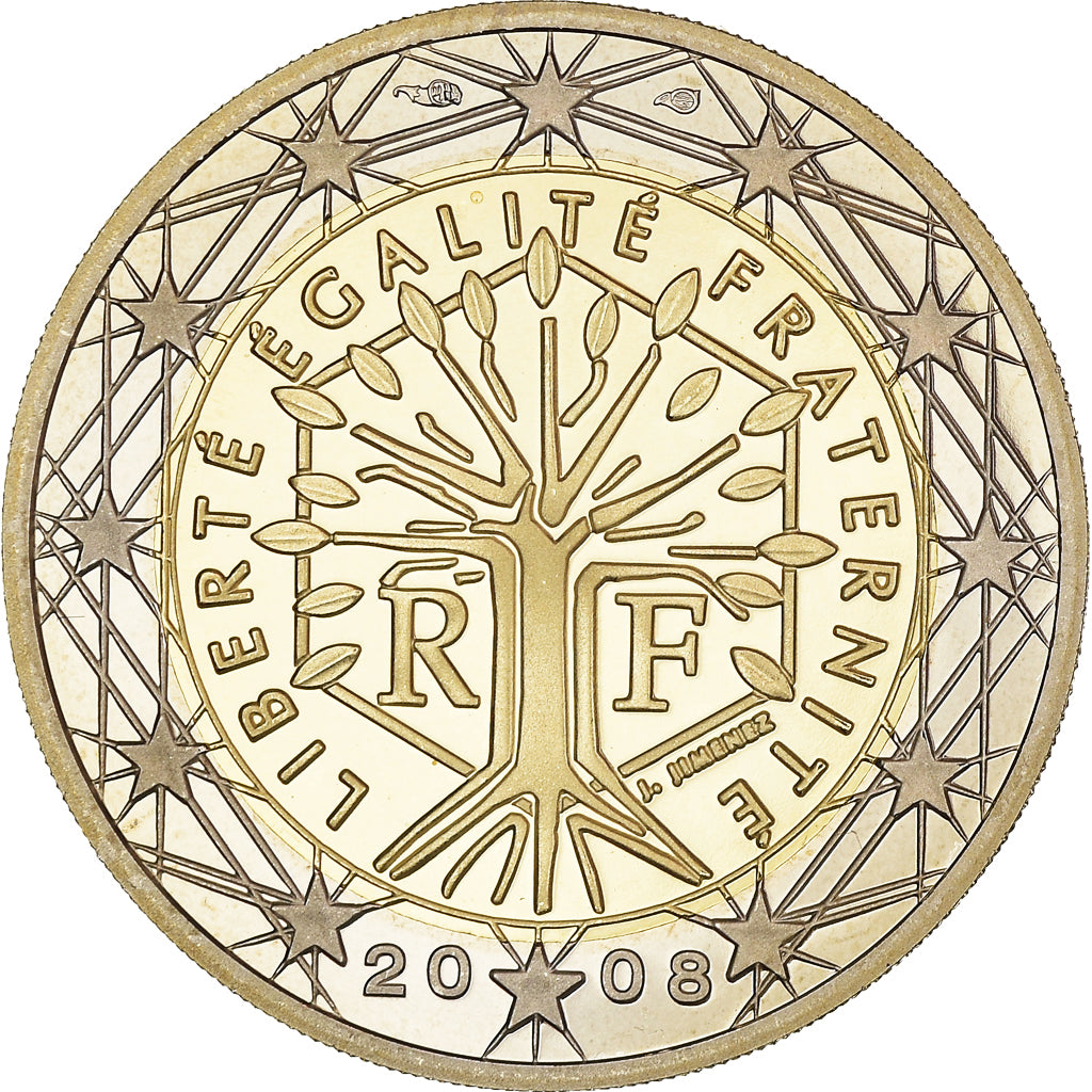 France, 2 Euro, 2008, Paris, BE, MS(65-70), Bi-Metallic, KM:1414