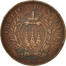 San Marino, 10 Centesimi, 1893, Roma, EF(40-45), Copper, KM:2