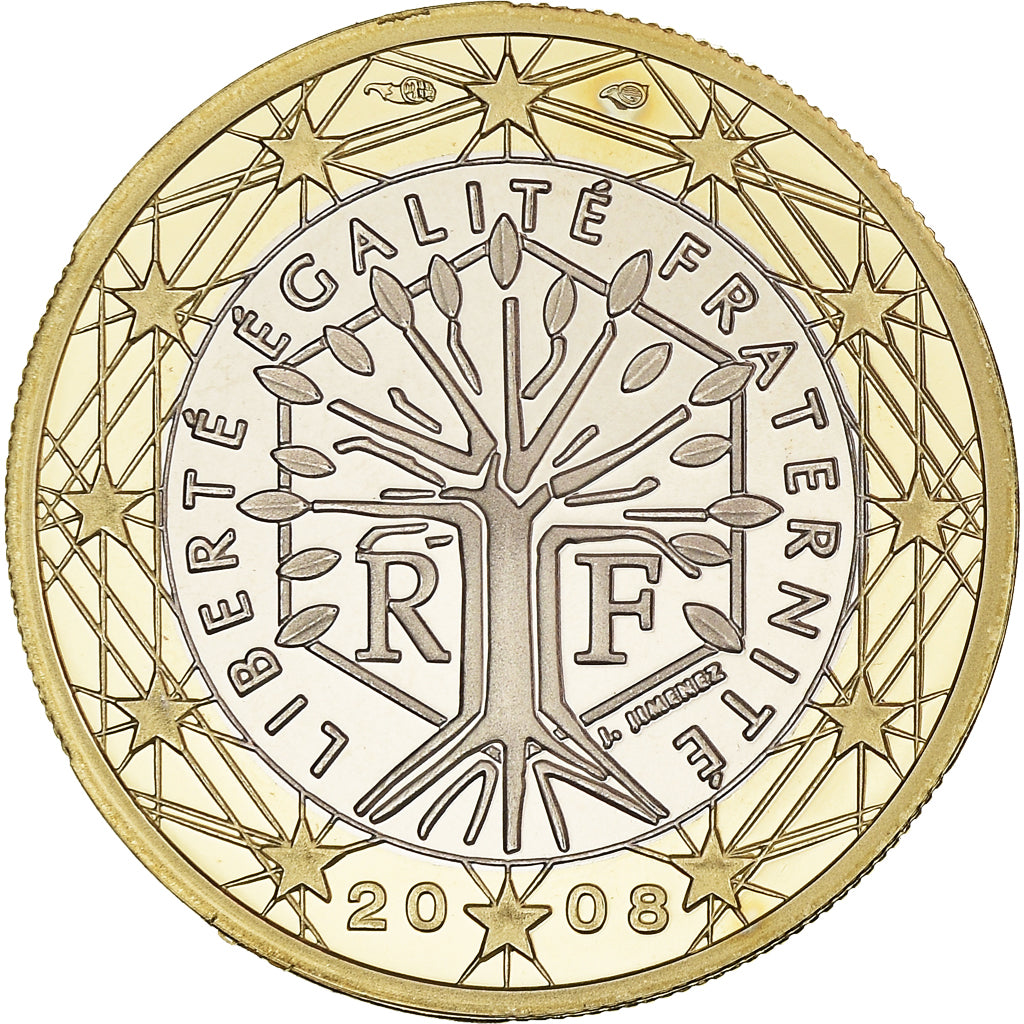 France, Euro, 2008, Paris, Proof / BE, MS(65-70), Bi-Metallic, KM:1413