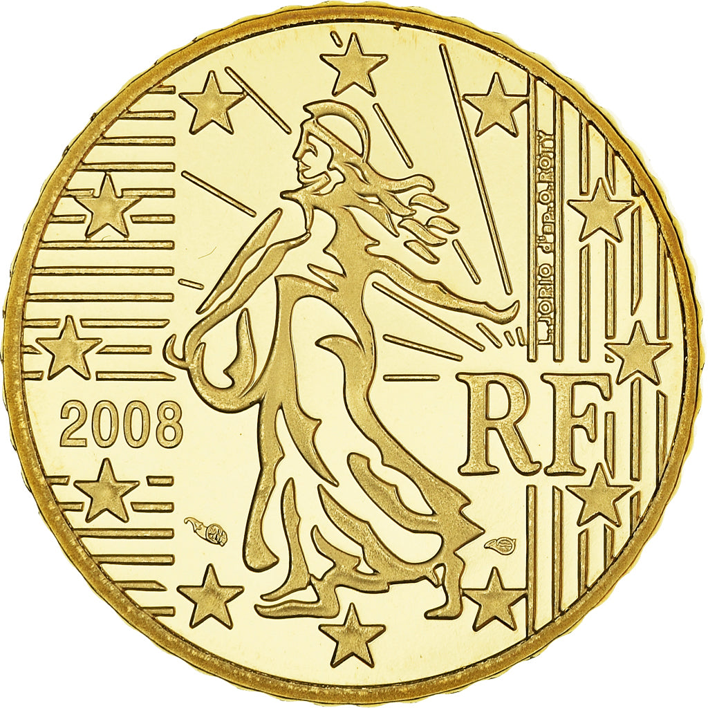 France, 50 Euro Cent, 2008, Paris, BE, MS(65-70), Brass, KM:1412