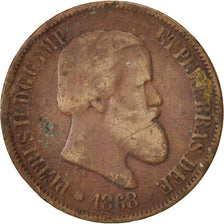 Coin, Brazil, Pedro II, 20 Reis, 1868, VF(20-25), Bronze, KM:474