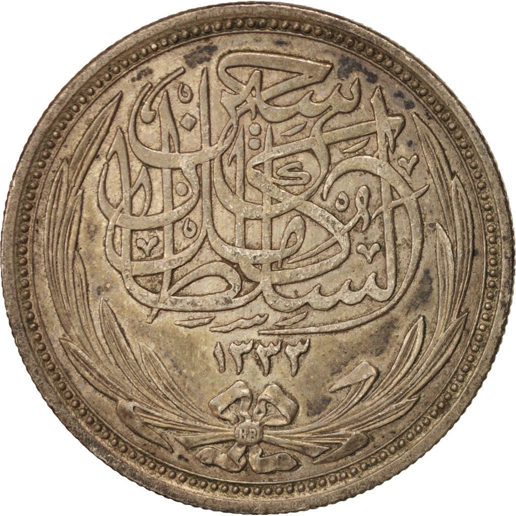 Egypt, Hussein Kamil, 10 Piastres, 1917, EF(40-45), Silver, KM:319