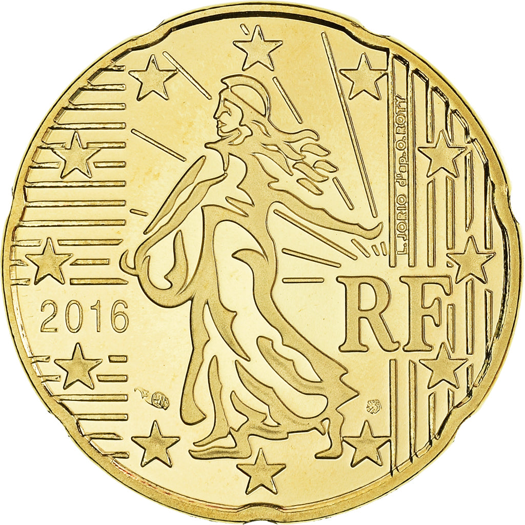 France, 20 Euro Cent, 2016, Paris, BE, MS(65-70), Brass, KM:New