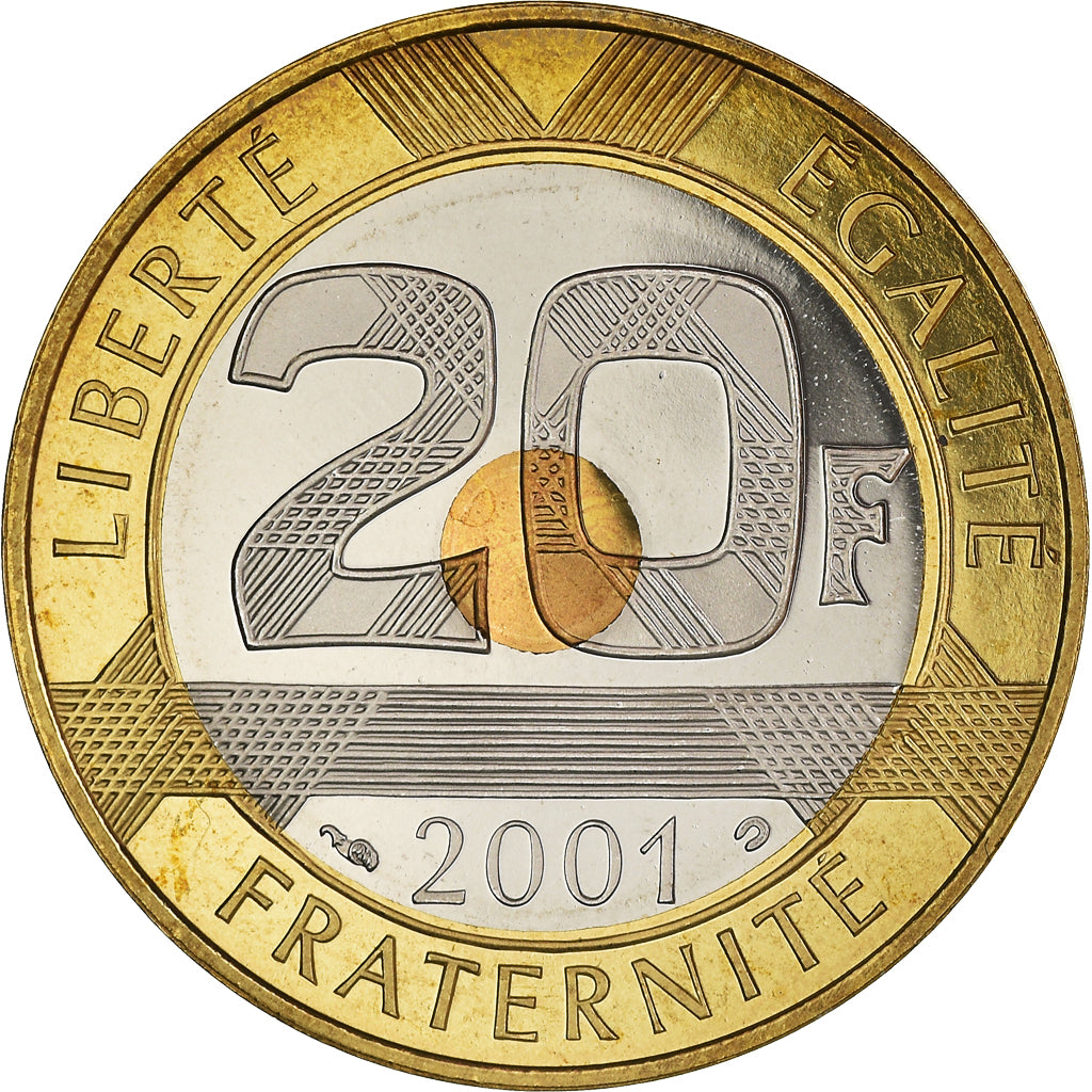 Coin, France, Mont Saint Michel, 20 Francs, 2001, Paris, Proof / BE, MS(65-70)
