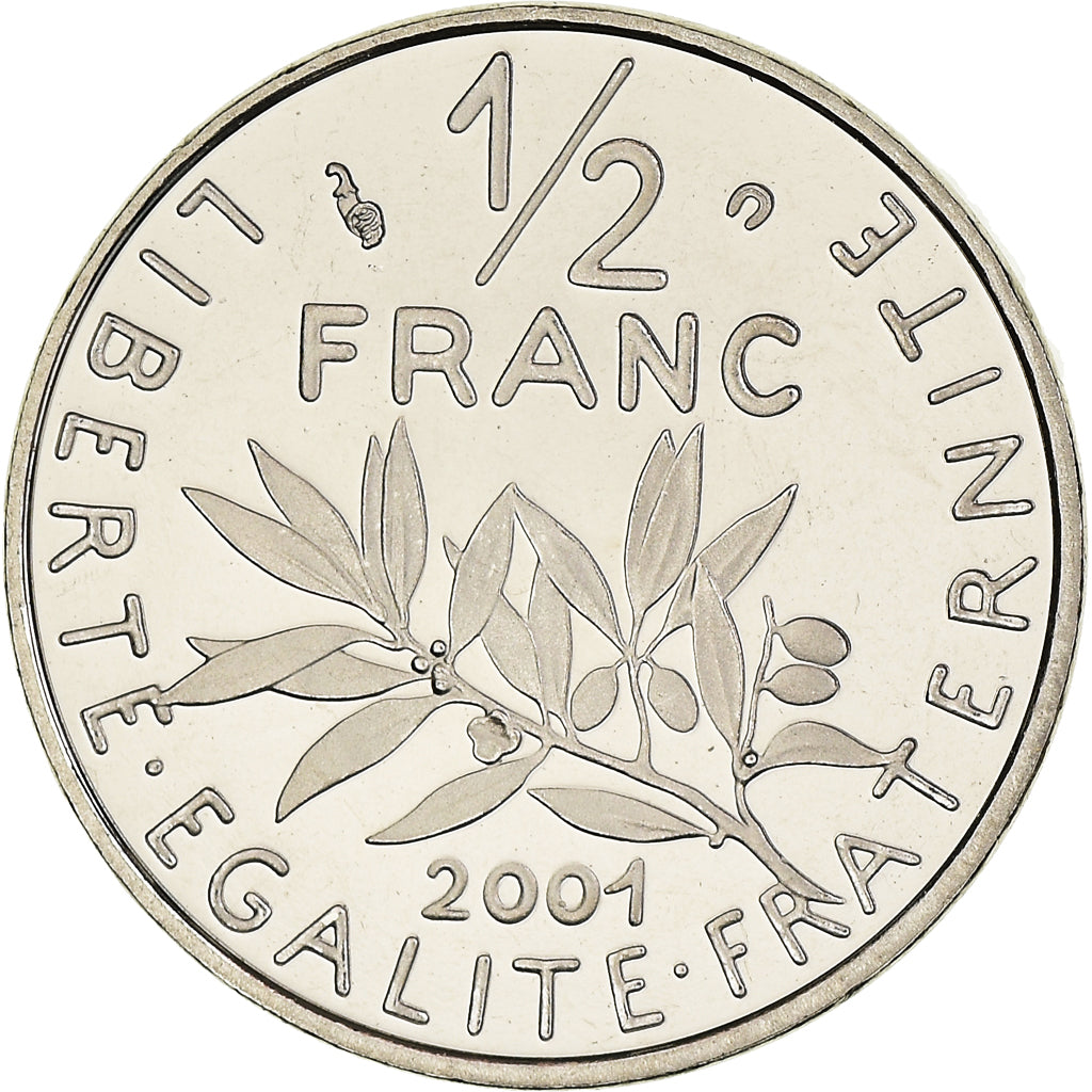 Münze, Frankreich, Semeuse, 1/2 Franc, 2001, Paris, Proof / BE, STGL, Nickel