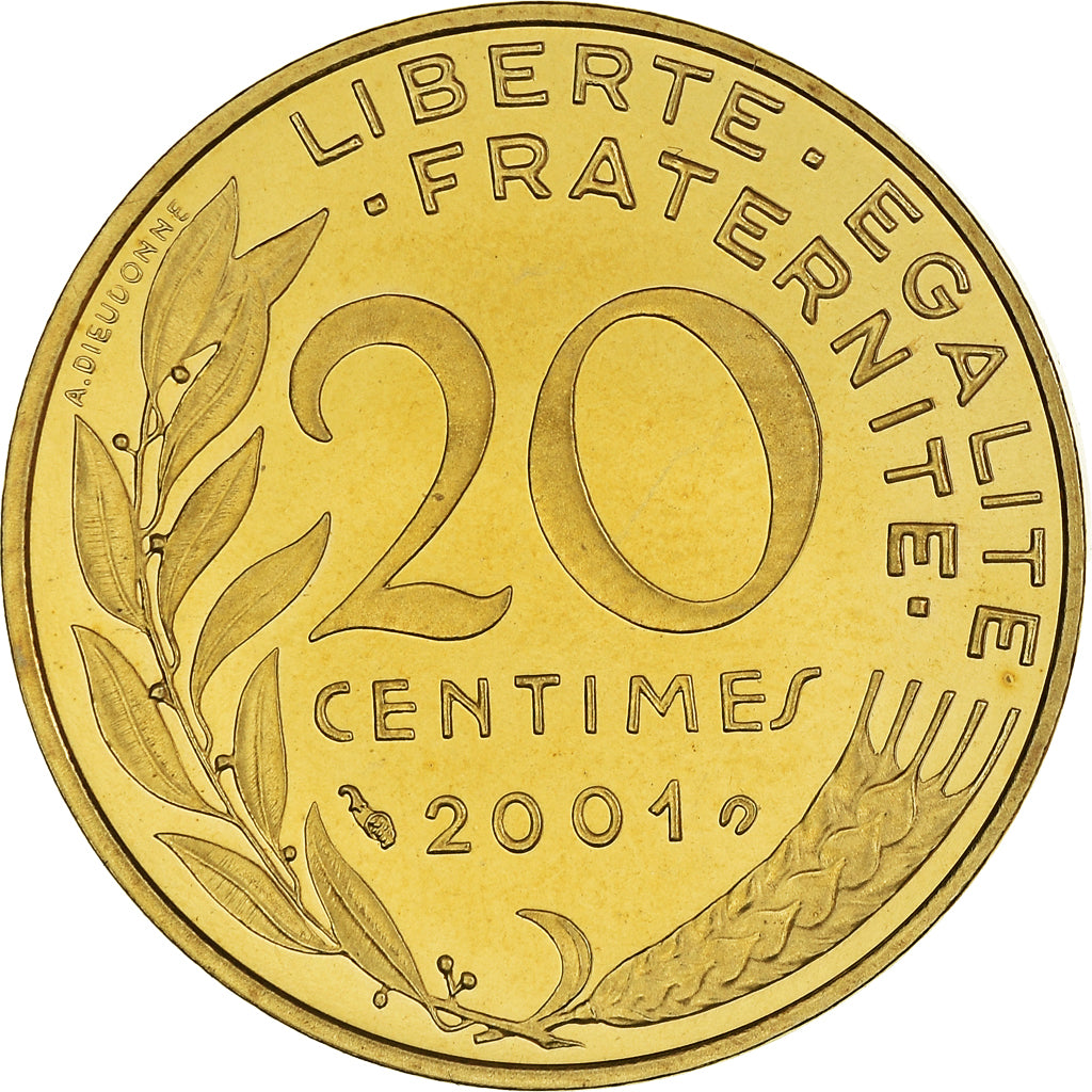 Coin, France, Marianne, 20 Centimes, 2001, Paris, Proof / BE, MS(65-70)