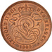 Belgium, Leopold II, 2 Centimes, 1909, AU(55-58), Copper, KM:35.1