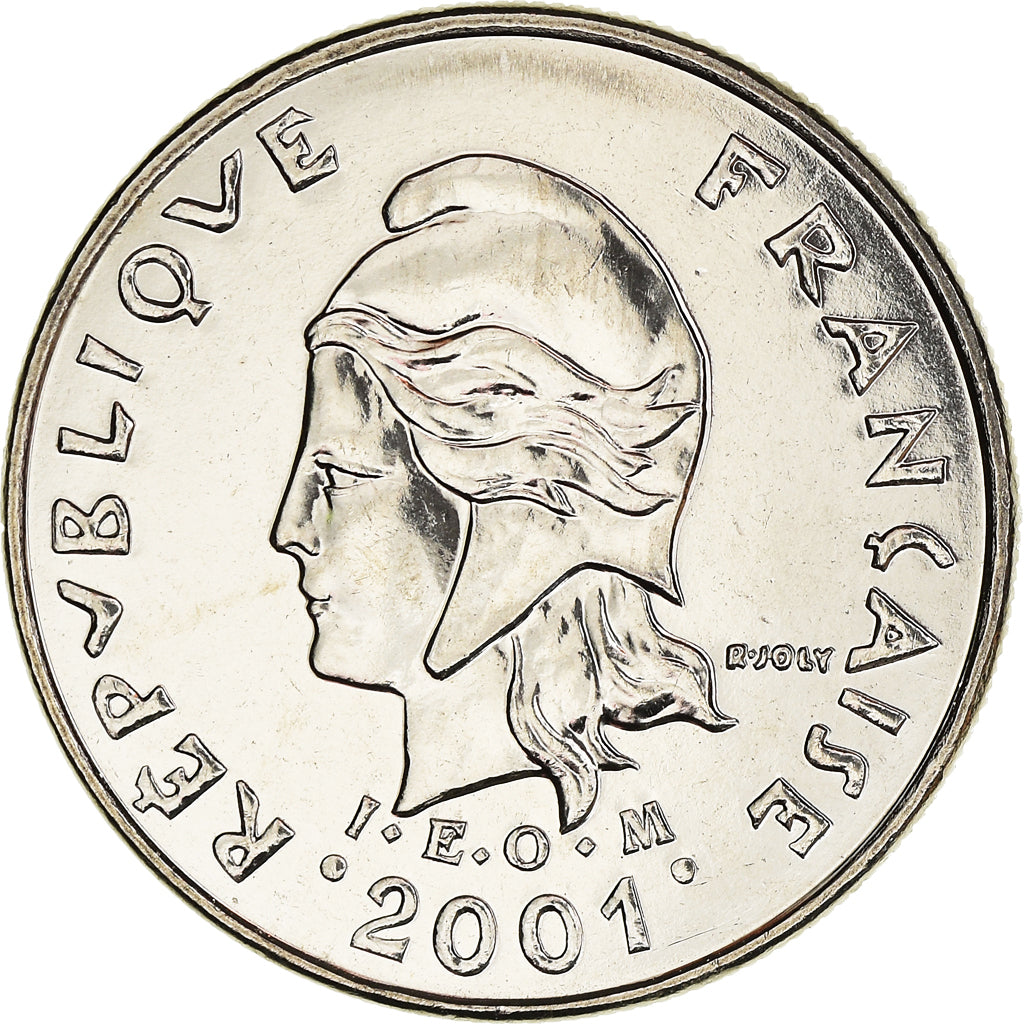 Coin, French Polynesia, 10 Francs, 2001, Paris, MS(65-70), Nickel, KM:8
