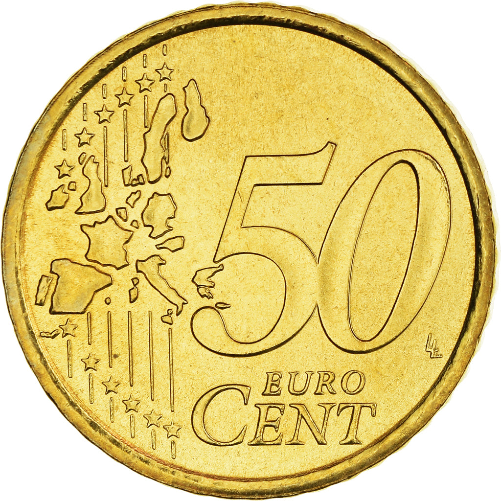 San Marino, 50 Euro Cent, 2002, MS(65-70), Brass, KM:445