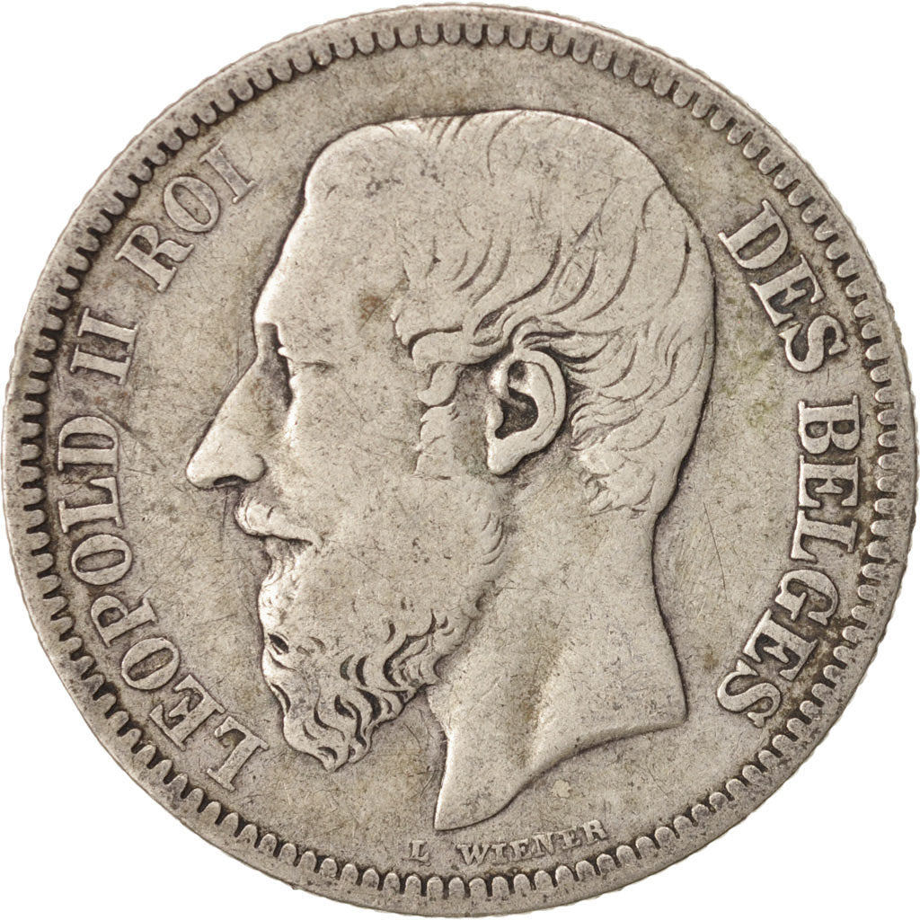 Belgium, Leopold II, 2 Francs, 2 Frank, 1866, VF(20-25), Silver, KM:30.1