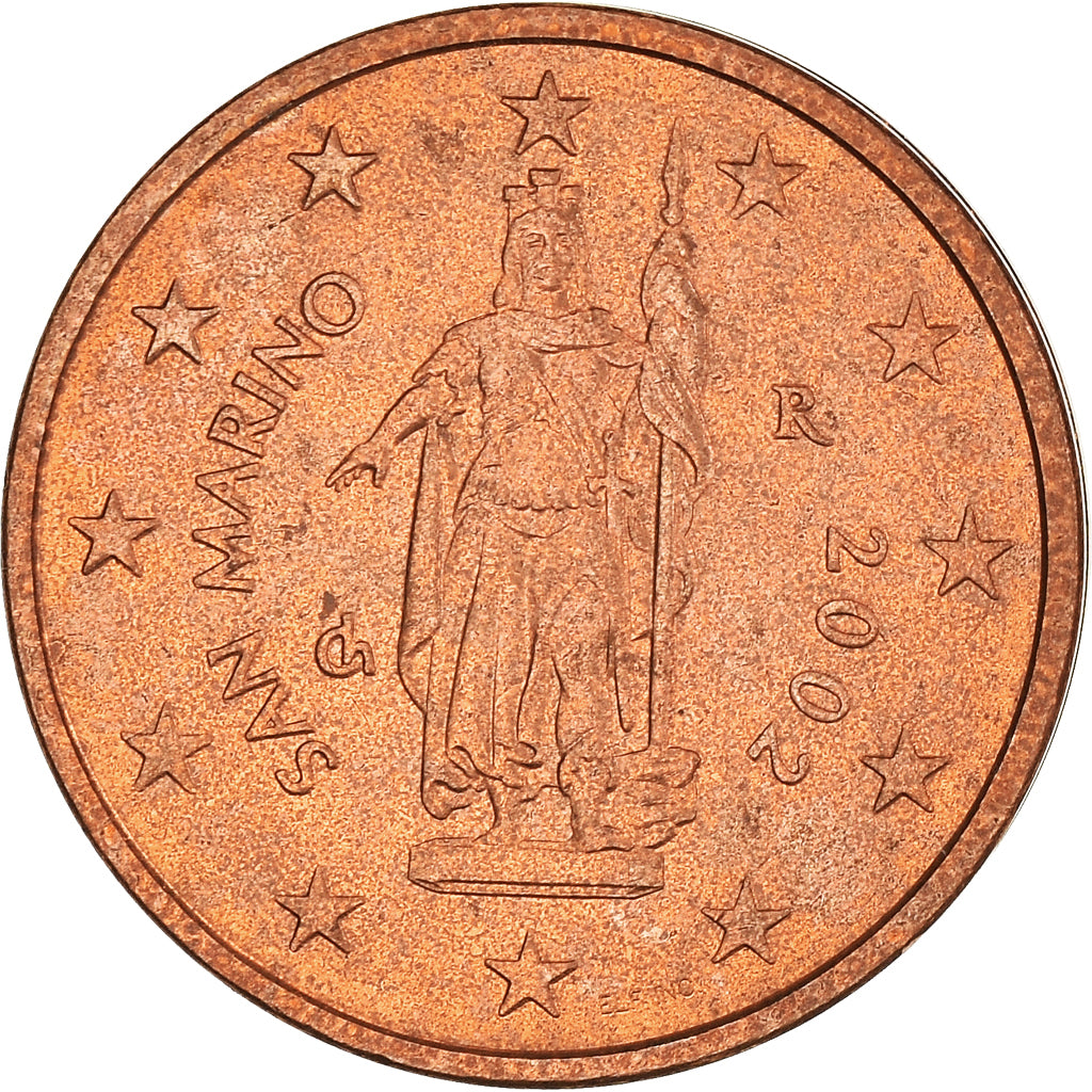 San Marino, 2 Euro Cent, 2002, Rome, MS(60-62), Copper Plated Steel, KM:441