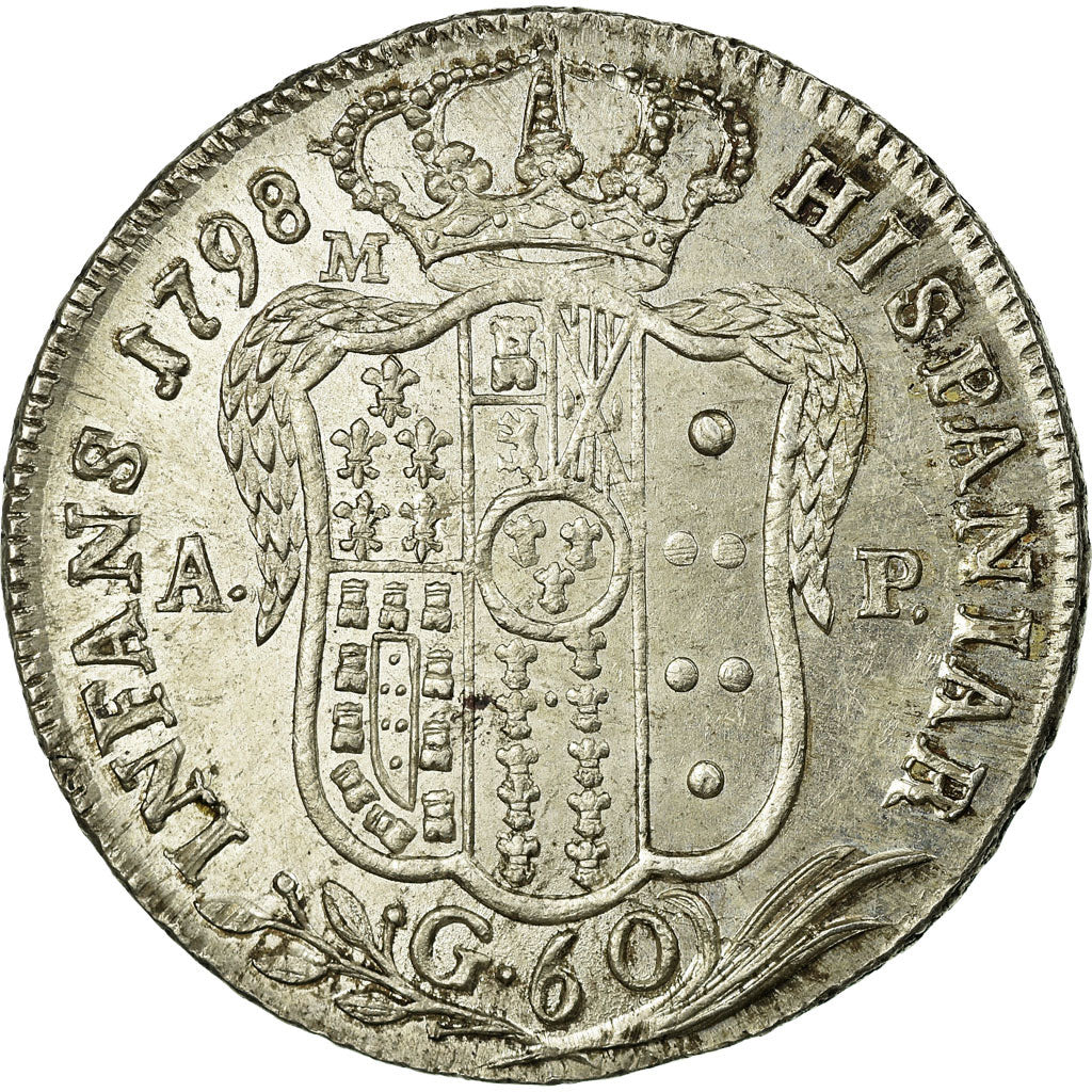 Monnaie, États italiens, NAPLES, Ferdinando IV, 60 Grana, 1798, Naples, SUP+