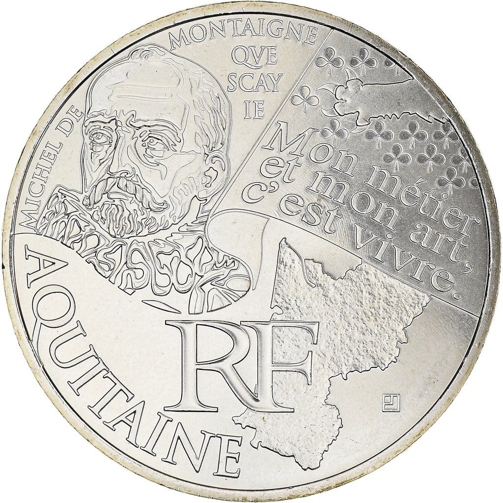 France, 10 Euro, Euros des régions, 2011, Paris, Aquitaine, FDC, Argent