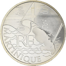 France, 10 Euro, Euros des régions, 2010, Paris, Martinique, MS(65-70), Silver
