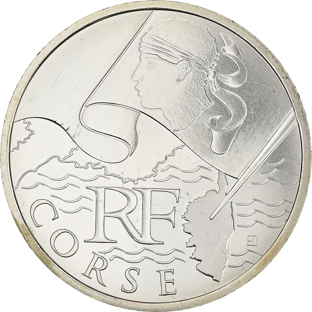 France, 10 Euro, Corse, Euros des régions, 2010, FDC, SPL+, Argent