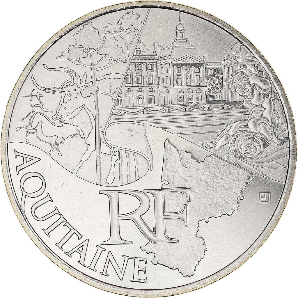 Frankrijk, 10 Euro, Aquitaine, Euros des régions, 2011, FDC, FDC, Zilver