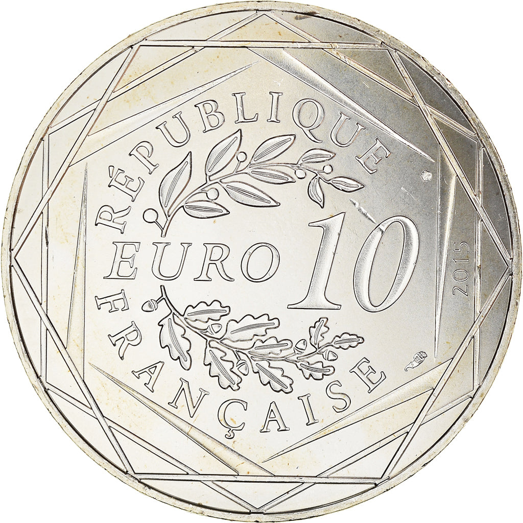 France, 10 Euro, Liberté Astérix Flamme, 2015, Paris, FDC, Argent